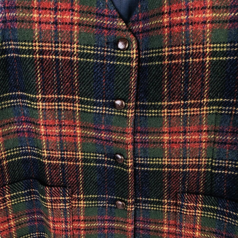 JH Collectibles 100% Wool Plaid Vest Womens Sz 4 Preppy Academia Fall Christmas - Picture 3 of 4
